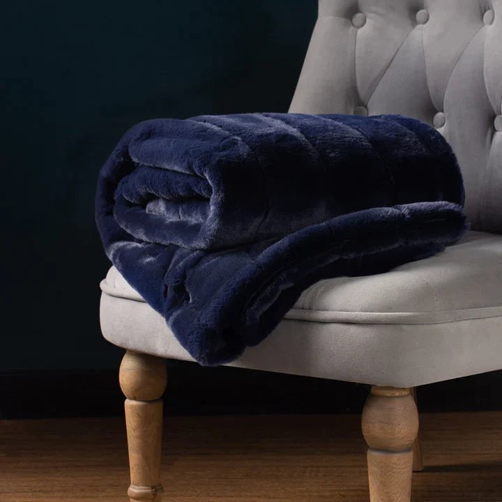 Paoletti Cushions Medium 130x180cm / Navy Empress Faux Fur Throw (choose from 8 colours and 2 sizes)