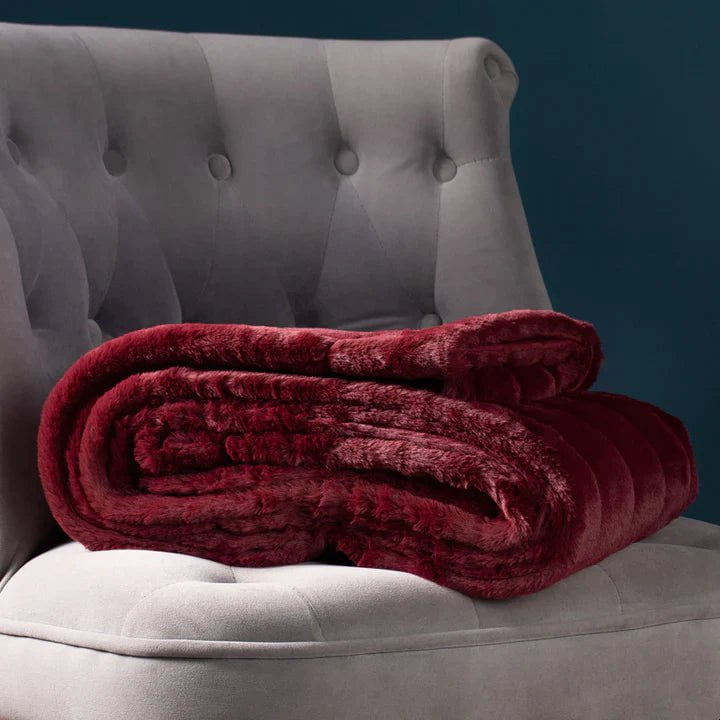 Paoletti Cushions Medium 130x180cm / Ruby Empress Faux Fur Throw (choose from 8 colours and 2 sizes)