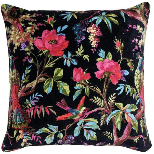 Paoletti Cushions Premium Paradise Velvet feather filled Cushion in Black