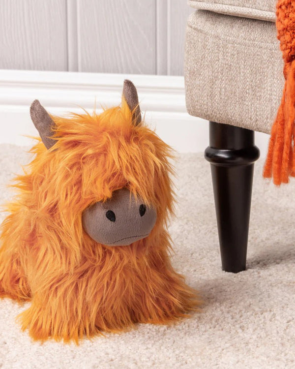 DUNCAN the HIGHLAND COW SHAGGY DOOR STOP ORANGE by Paoletti