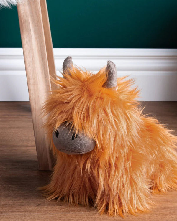 DUNCAN the HIGHLAND COW SHAGGY DOOR STOP ORANGE by Paoletti