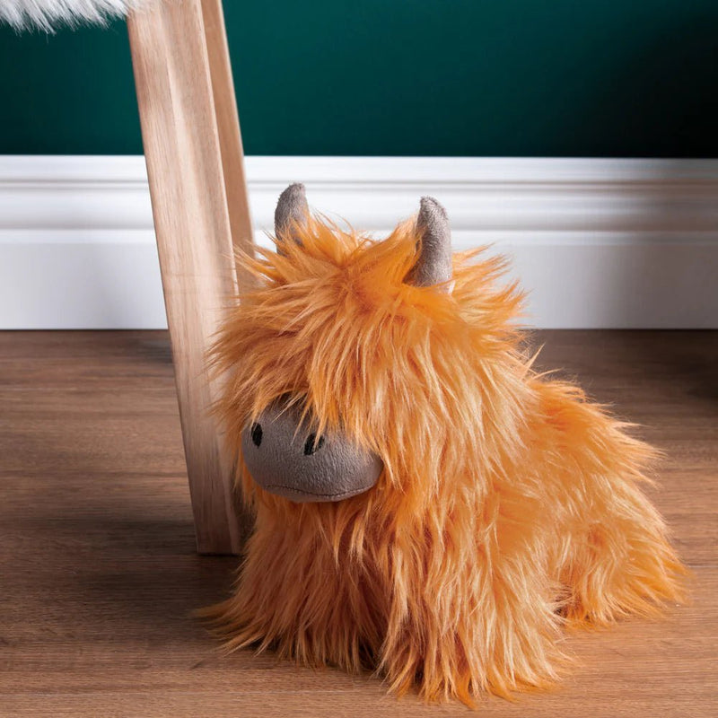 DUNCAN the HIGHLAND COW SHAGGY DOOR STOP ORANGE by Paoletti