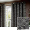 Paoletti Gatsby Jacquard Eyelet Curtains in Black - 229 x 229cm (90 in x 90in)