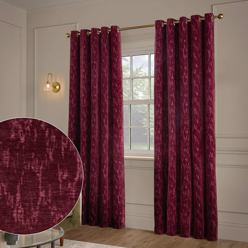 AURELIO CHENILLE LINED EYELET CURTAINS by Paoletti