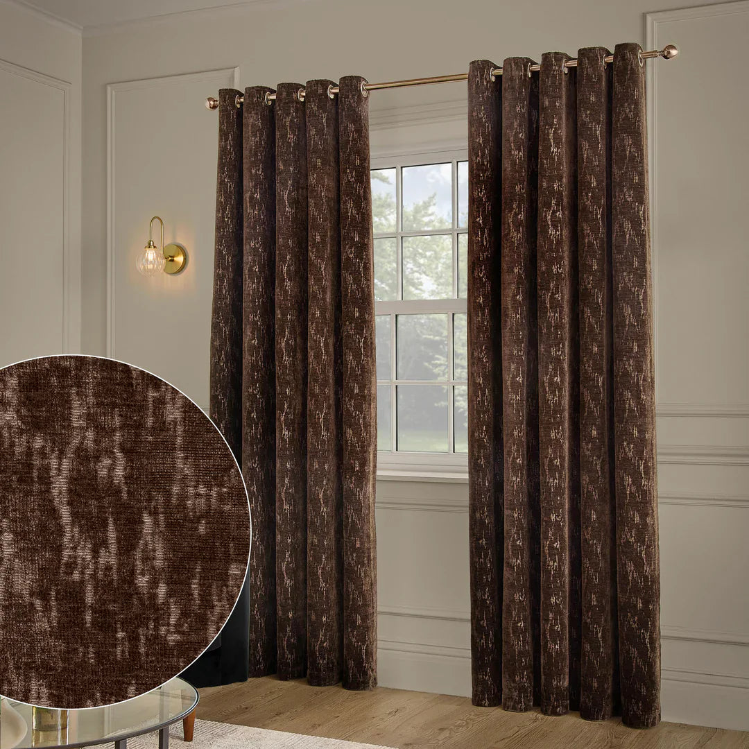 Paoletti (Riva Home) Curtains 168cm x 183cm / Chocolate AURELIO CHENILLE LINED EYELET CURTAINS
by Paoletti