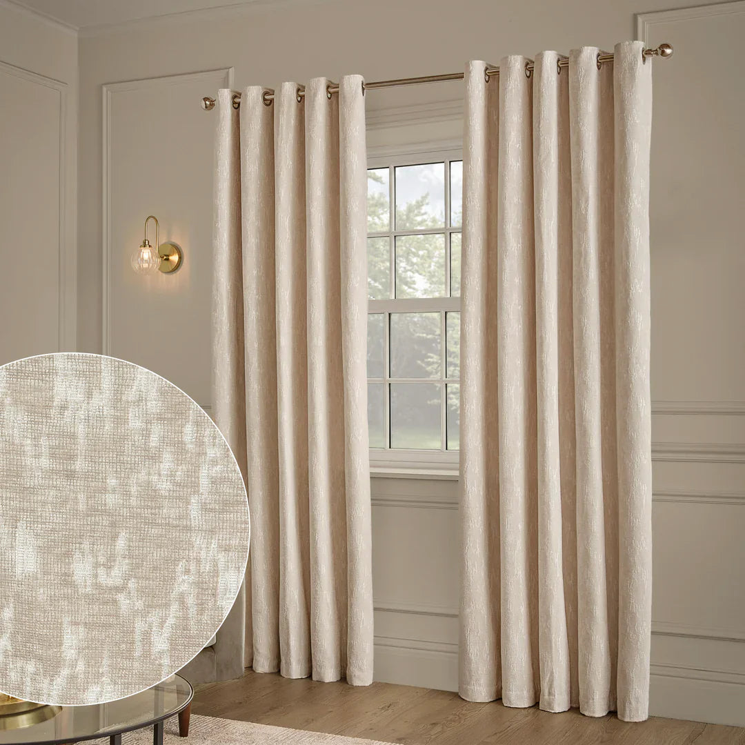 Paoletti (Riva Home) Curtains 168cm x 183cm / Ivory AURELIO CHENILLE LINED EYELET CURTAINS
by Paoletti