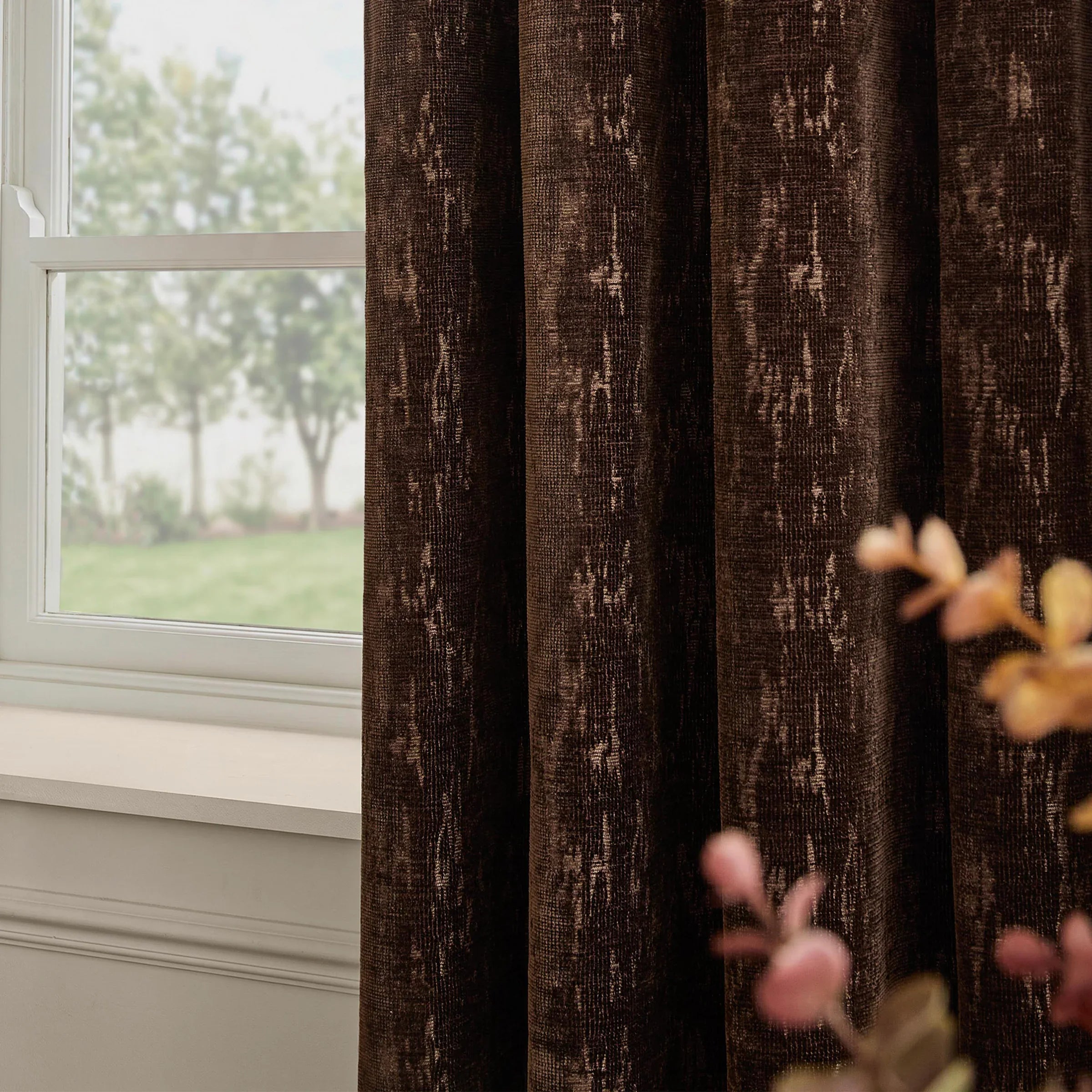 Paoletti (Riva Home) Curtains AURELIO CHENILLE LINED EYELET CURTAINS by Paoletti