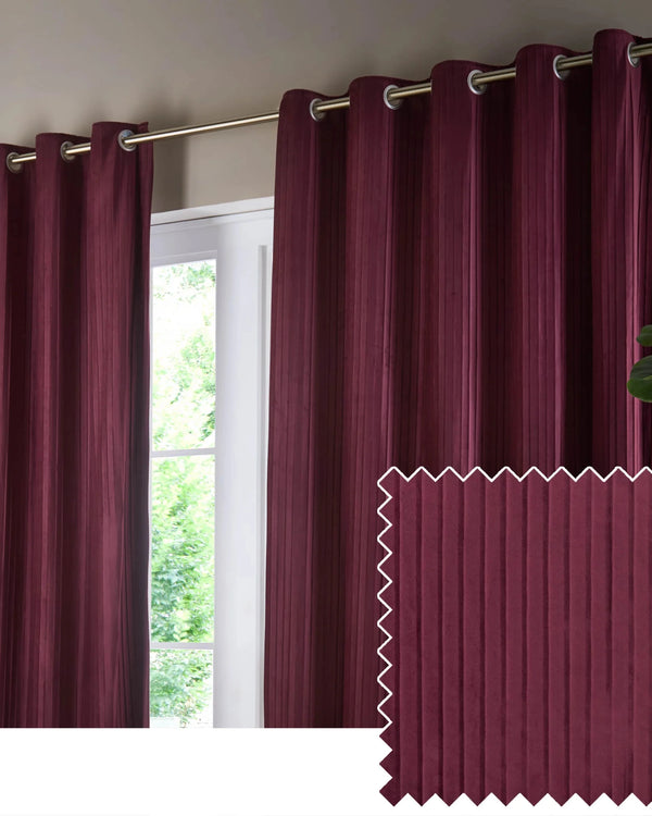 Corinthian Velvet Room Darkening Eyelet Curtains Merlot by Paoletti