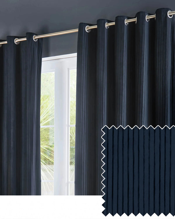 Corinthian Velvet Room Darkening Eyelet Curtains Midnight by Paoletti