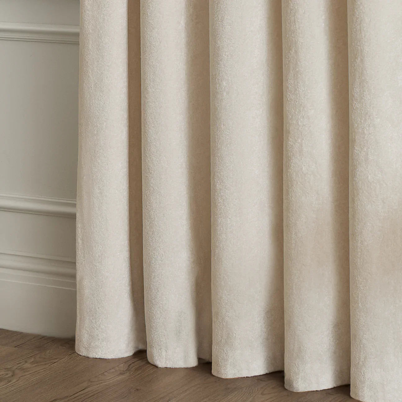 Paoletti (Riva Home) Curtains LUSTRE VELVET FULLY LINED EYELET CURTAINS IVORY by Paoletti