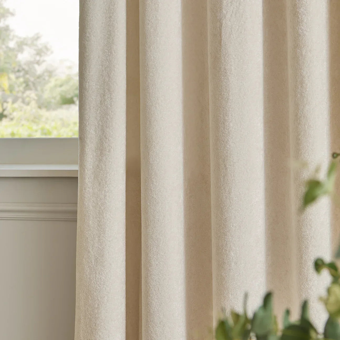Paoletti (Riva Home) Curtains LUSTRE VELVET FULLY LINED EYELET CURTAINS IVORY by Paoletti