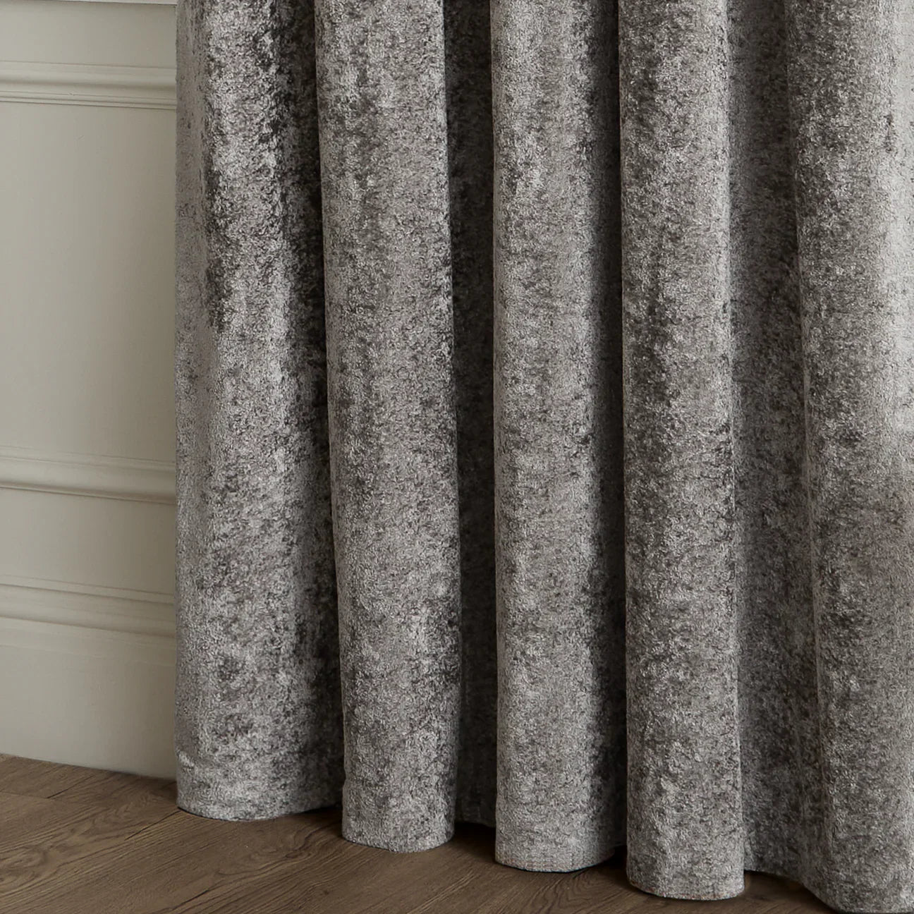 Paoletti (Riva Home) Curtains LUSTRE VELVET FULLY LINED EYELET CURTAINS PEWTER by Paoletti