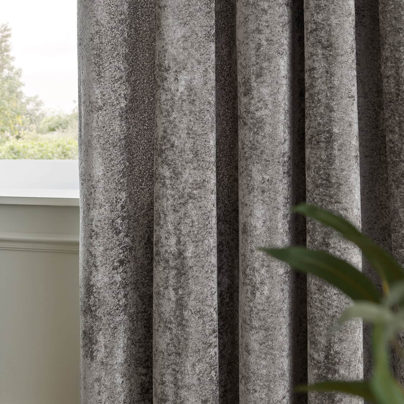 Paoletti (Riva Home) Curtains LUSTRE VELVET FULLY LINED EYELET CURTAINS PEWTER by Paoletti