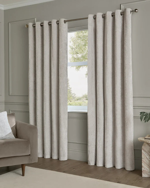 LUSTRE VELVET FULLY LINED EYELET CURTAINS SILVER
by Paoletti