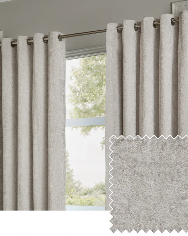 LUSTRE VELVET FULLY LINED EYELET CURTAINS SILVER
by Paoletti