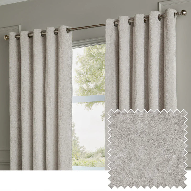 LUSTRE VELVET FULLY LINED EYELET CURTAINS SILVER
by Paoletti