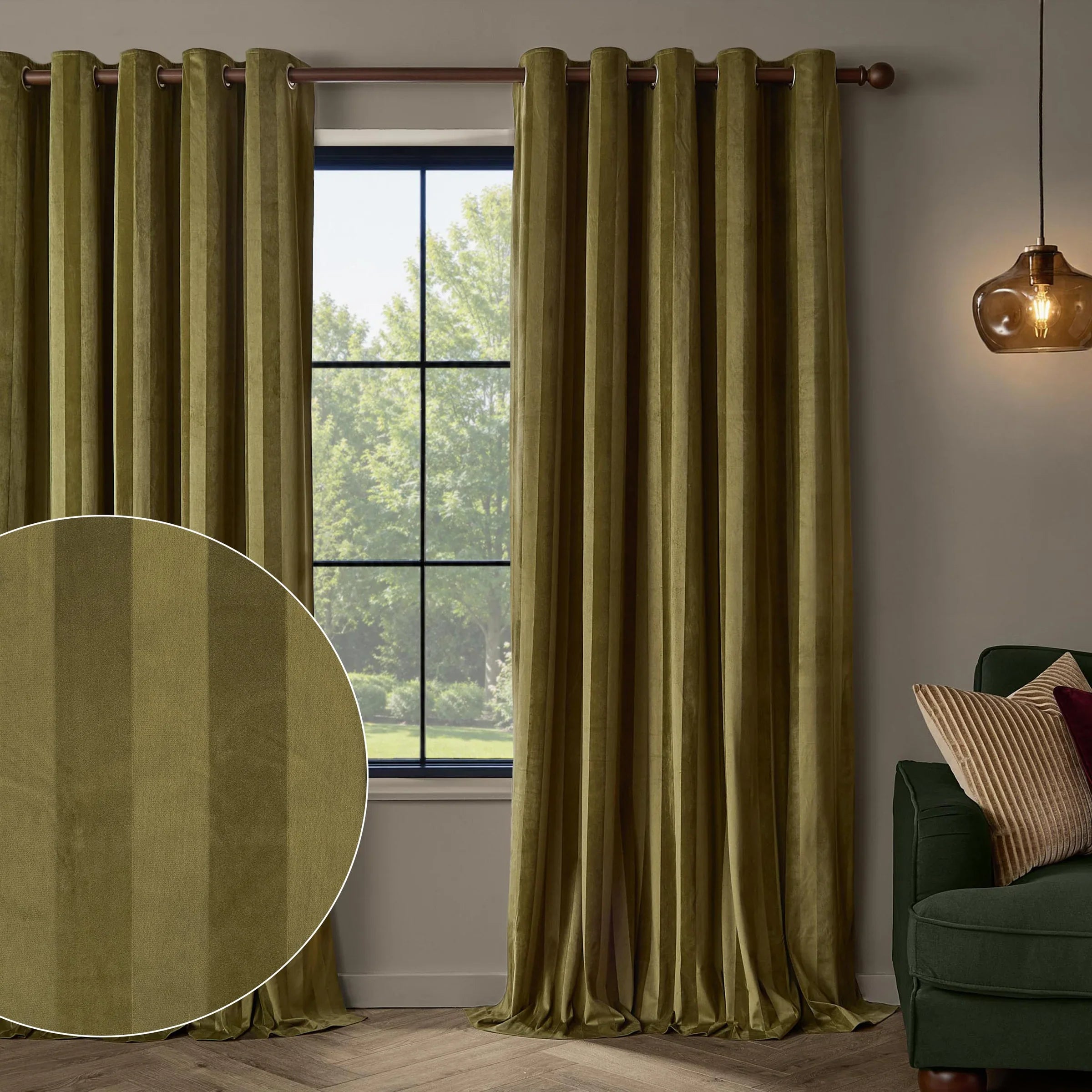 Paoletti (Riva Home) Curtains REGENCY STRIPE VELVET FULLY LINED EYELET CURTAINS by Paoletti