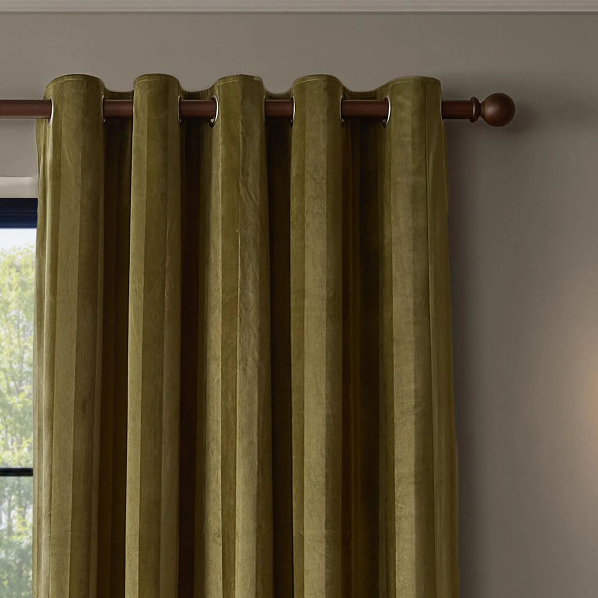 Paoletti (Riva Home) Curtains REGENCY STRIPE VELVET FULLY LINED EYELET CURTAINS by Paoletti