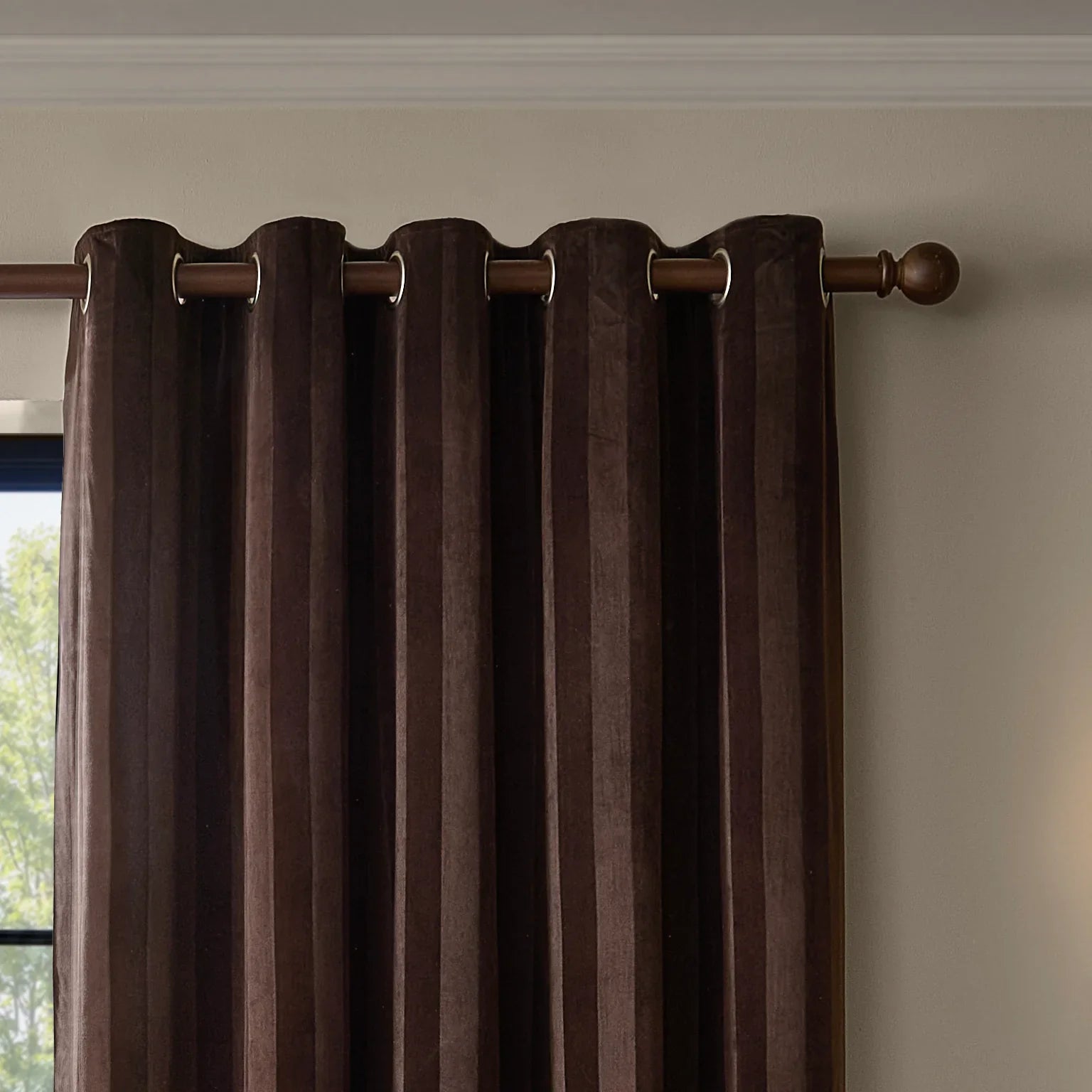 Paoletti (Riva Home) Curtains REGENCY STRIPE VELVET FULLY LINED EYELET CURTAINS by Paoletti