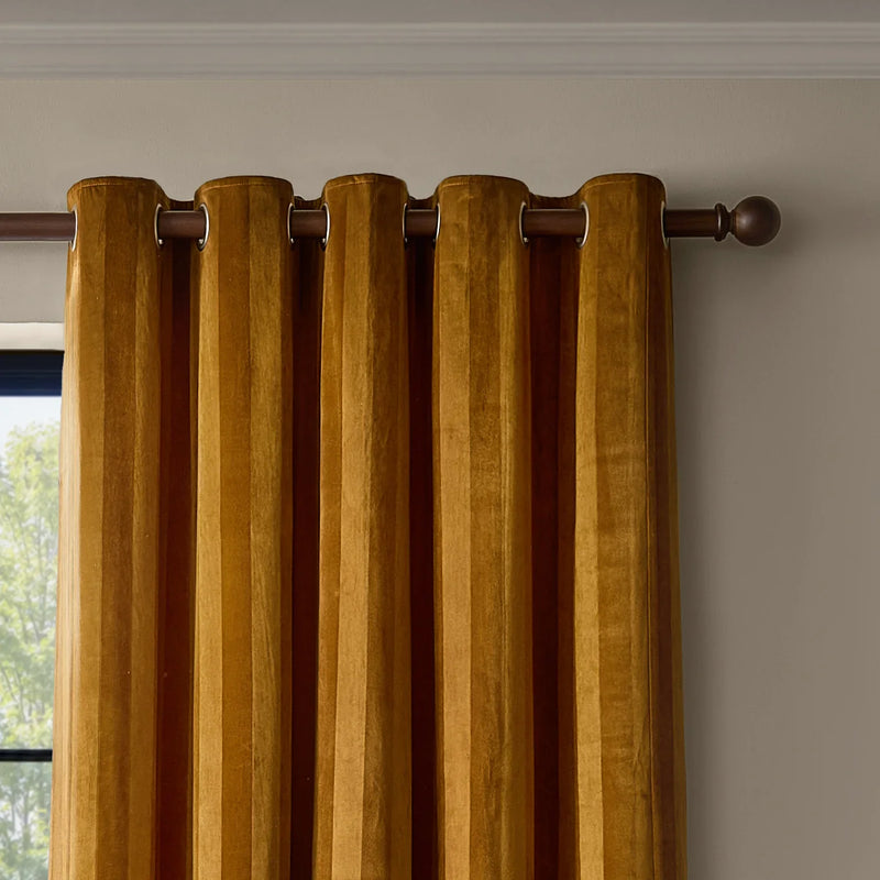 REGENCY STRIPE VELVET FULLY LINED EYELET CURTAINS by Paoletti