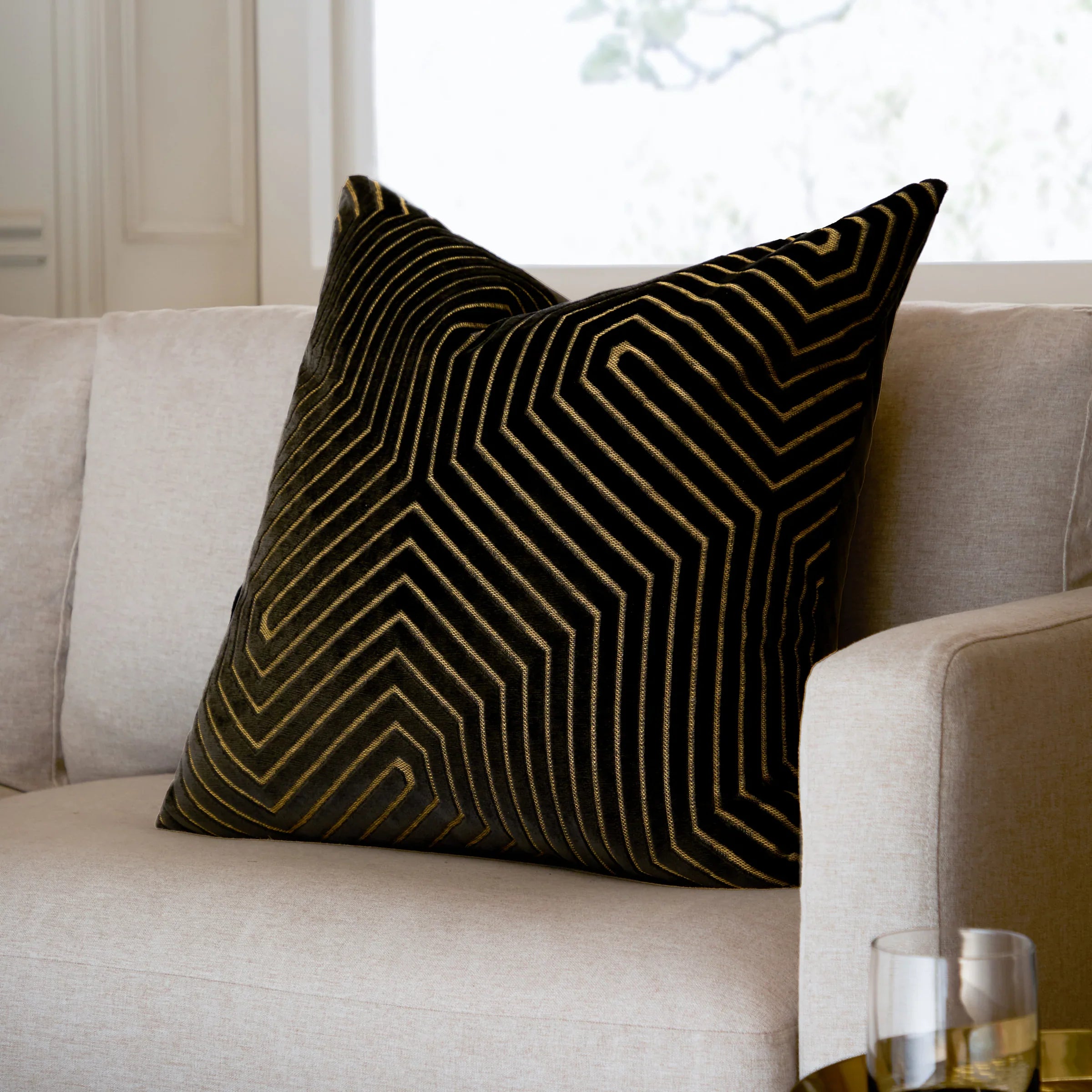 Paoletti (Riva Home) Cushions Black / Medium 45cm x 45 cm EVOKE CUT VELVET CUSHION by Paoletti