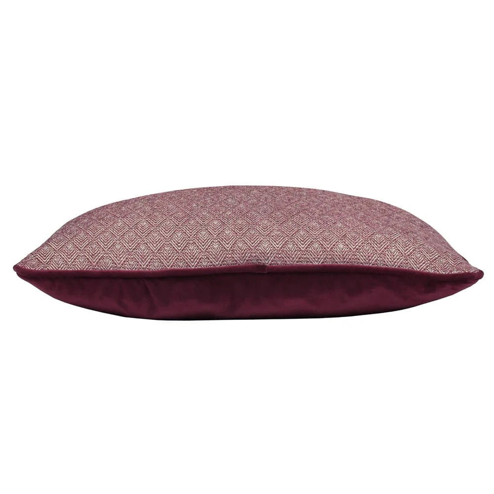 Paoletti (Riva Home) Cushions BLENHEIM GEOMETRIC CUSHION – BERRY 45 × 45 cm | Jacquard Front & Soft Velvet Reverse by Paoletti