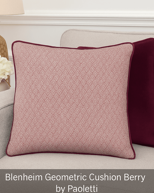 BLENHEIM GEOMETRIC CUSHION – BERRY by Paoletti