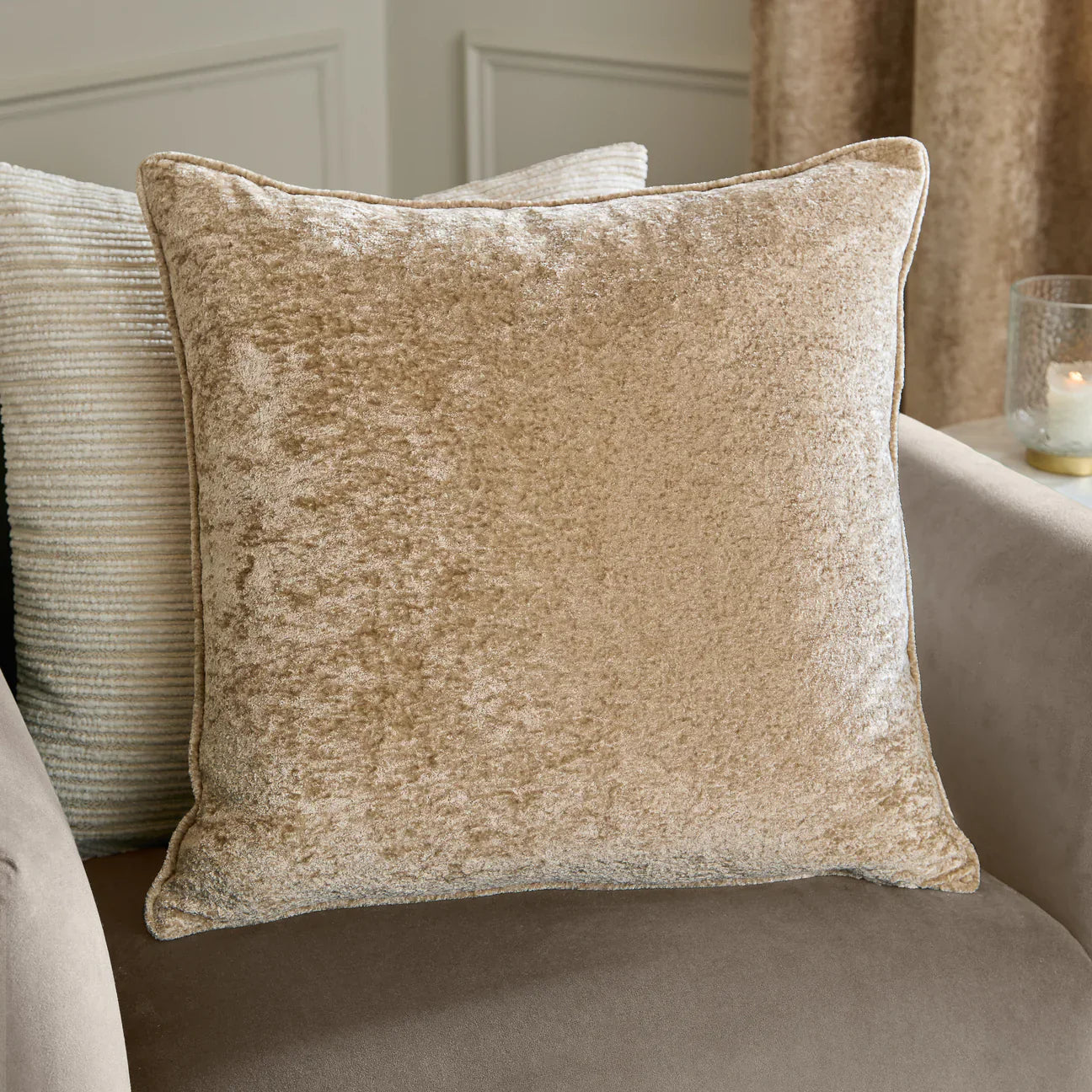 Paoletti (Riva Home) Cushions Champagne LUSTRE VELVET CUSHION by Paoletti