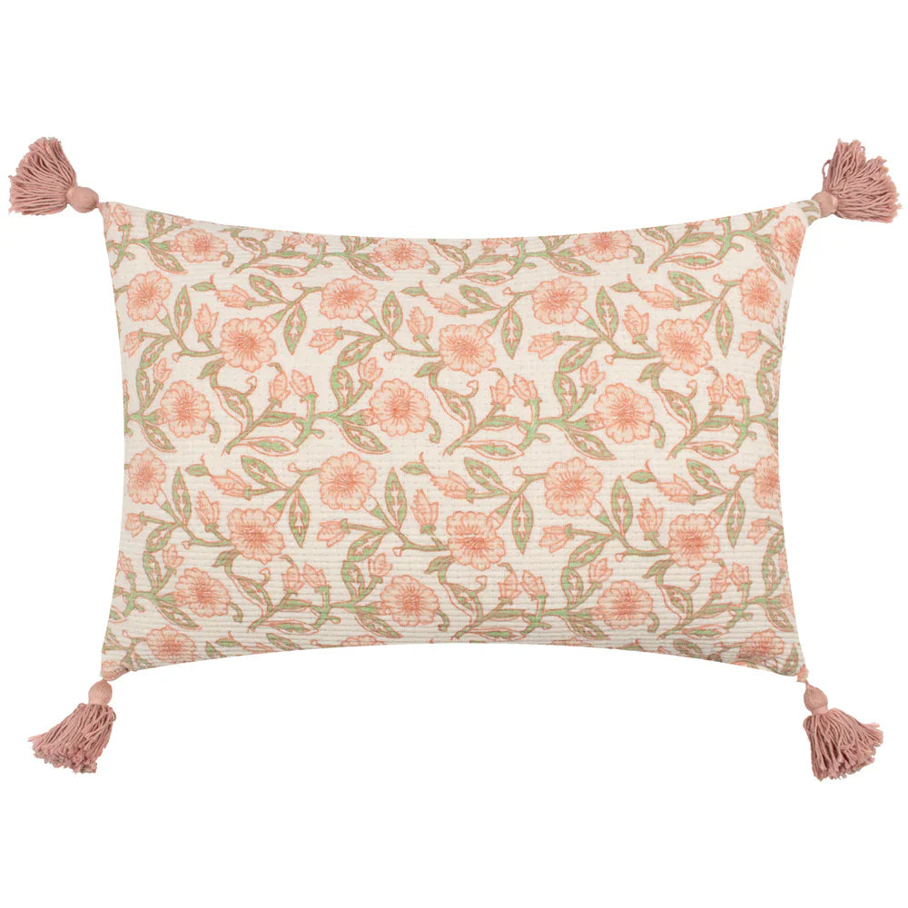 Paoletti (Riva Home) Cushions Coral DELPHINE FLORAL TASSELLED CUSHION  by Paoletti