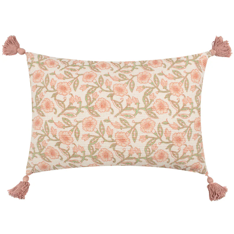 DELPHINE FLORAL TASSELLED CUSHION  by Paoletti