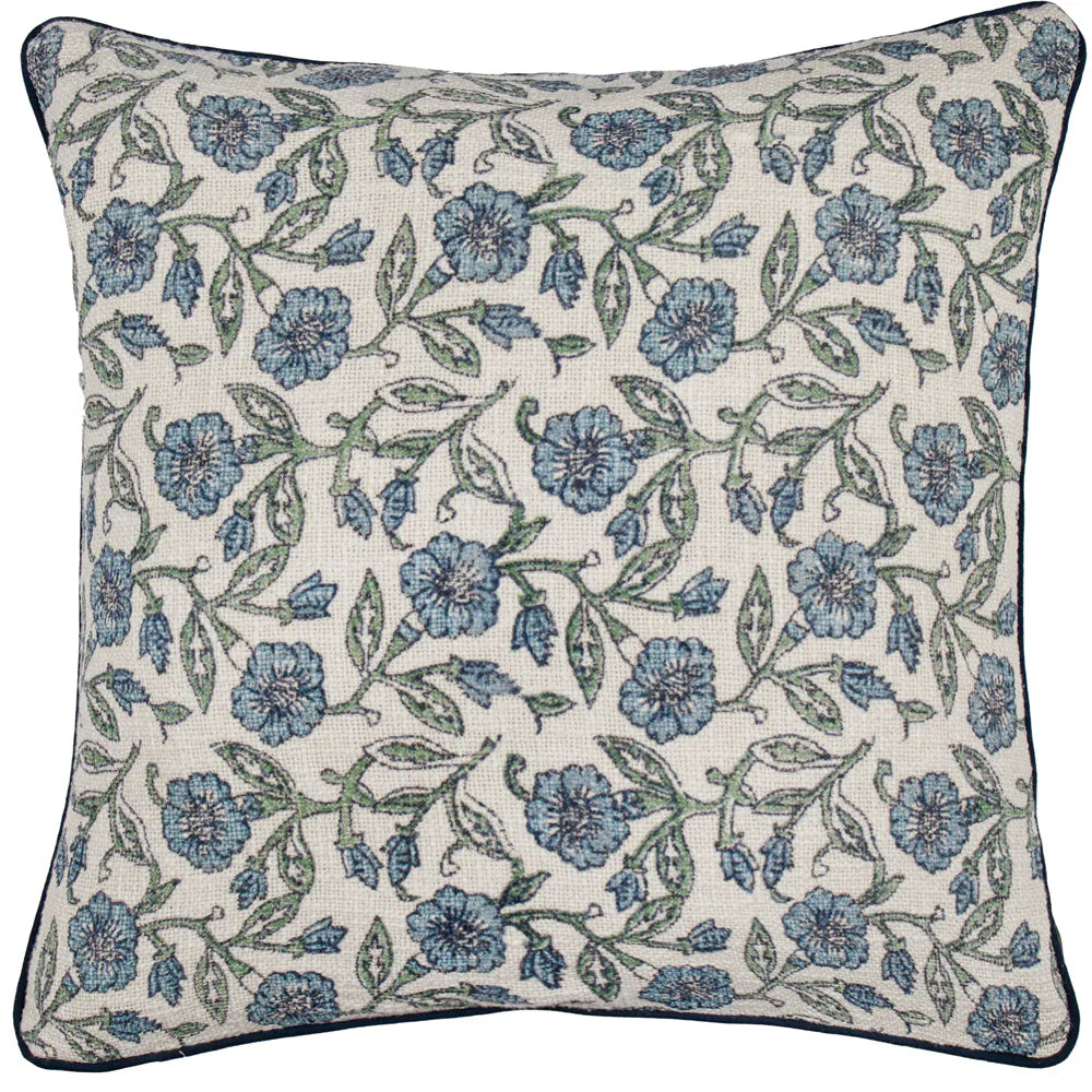 Paoletti (Riva Home) Cushions Delph Blue DELPHINE FLORAL PIPED CUSHION  by Paoletti