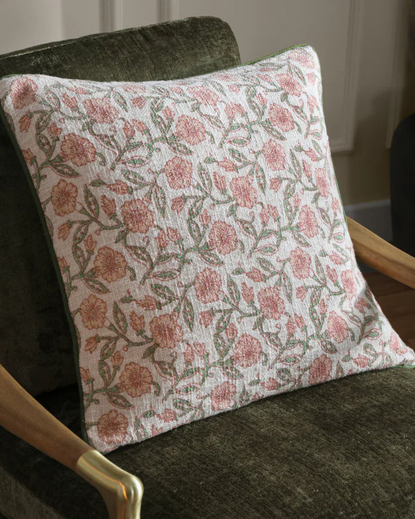 DELPHINE FLORAL PIPED CUSHION  by Paoletti