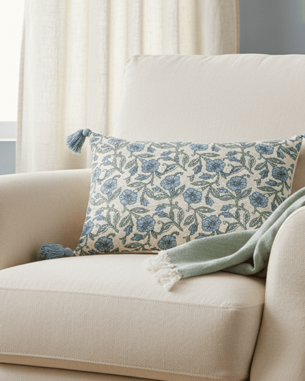 DELPHINE FLORAL TASSELLED CUSHION  by Paoletti