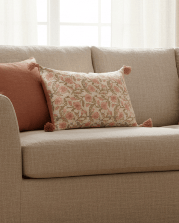 DELPHINE FLORAL TASSELLED CUSHION  by Paoletti