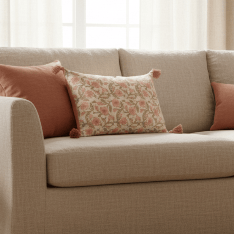DELPHINE FLORAL TASSELLED CUSHION  by Paoletti