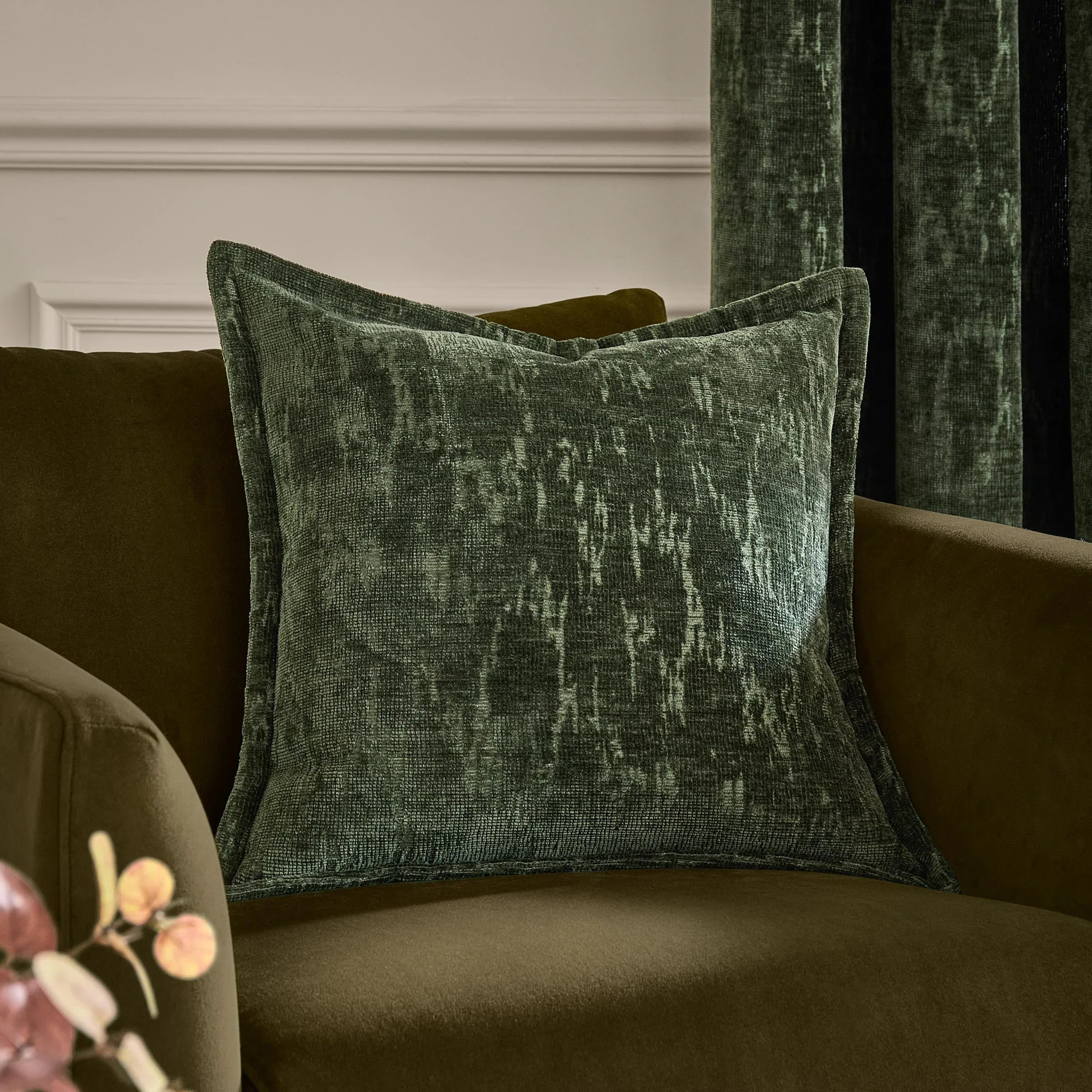 Paoletti (Riva Home) Cushions Emerald AURELIO CHENILLE JACQUARD FEATHER FILLED CUSHION by Paoletti