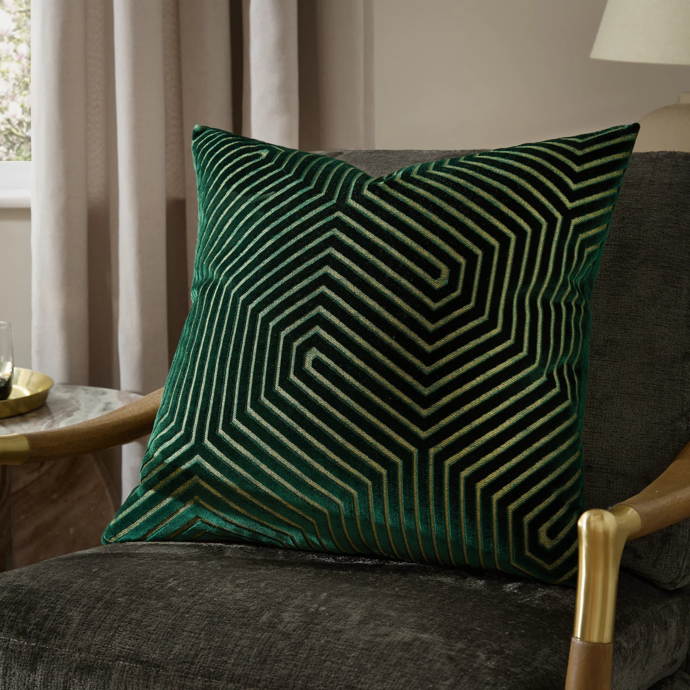 Paoletti (Riva Home) Cushions Emerald / Medium 45cm x 45 cm EVOKE CUT VELVET CUSHION by Paoletti