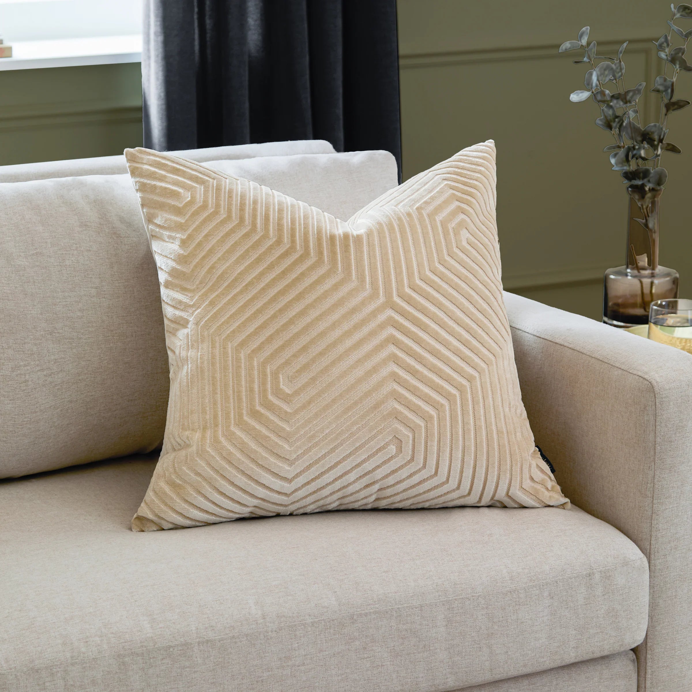 Paoletti (Riva Home) Cushions Ivory / Medium 45cm x 45 cm EVOKE CUT VELVET CUSHION by Paoletti