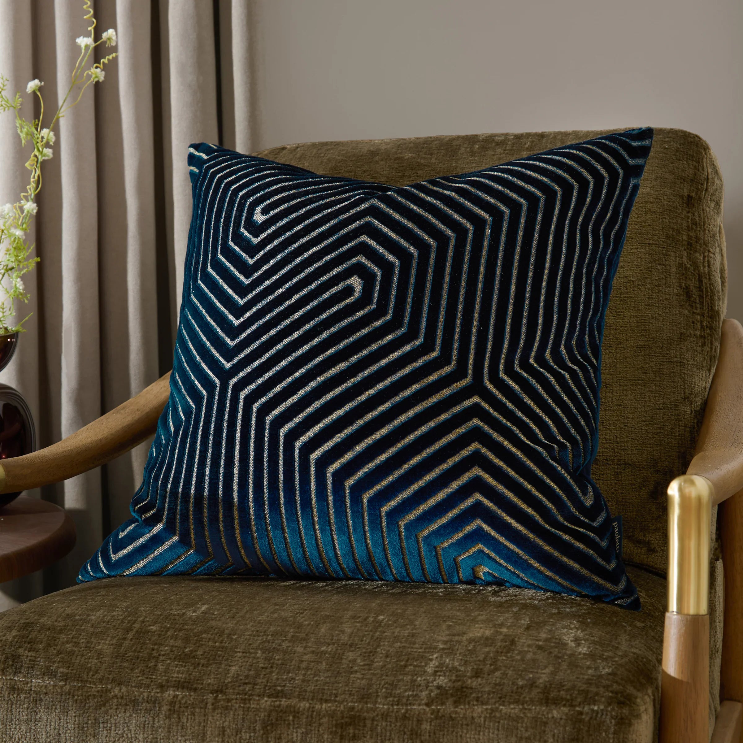 Paoletti (Riva Home) Cushions Navy / Medium 45cm x 45 cm EVOKE CUT VELVET CUSHION by Paoletti