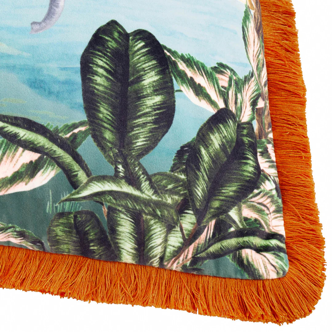 Paoletti (Riva Home) Cushions ODISHA SCENE PRINTED VELVET CUSHION MULTICOLOUR by Paoletti.