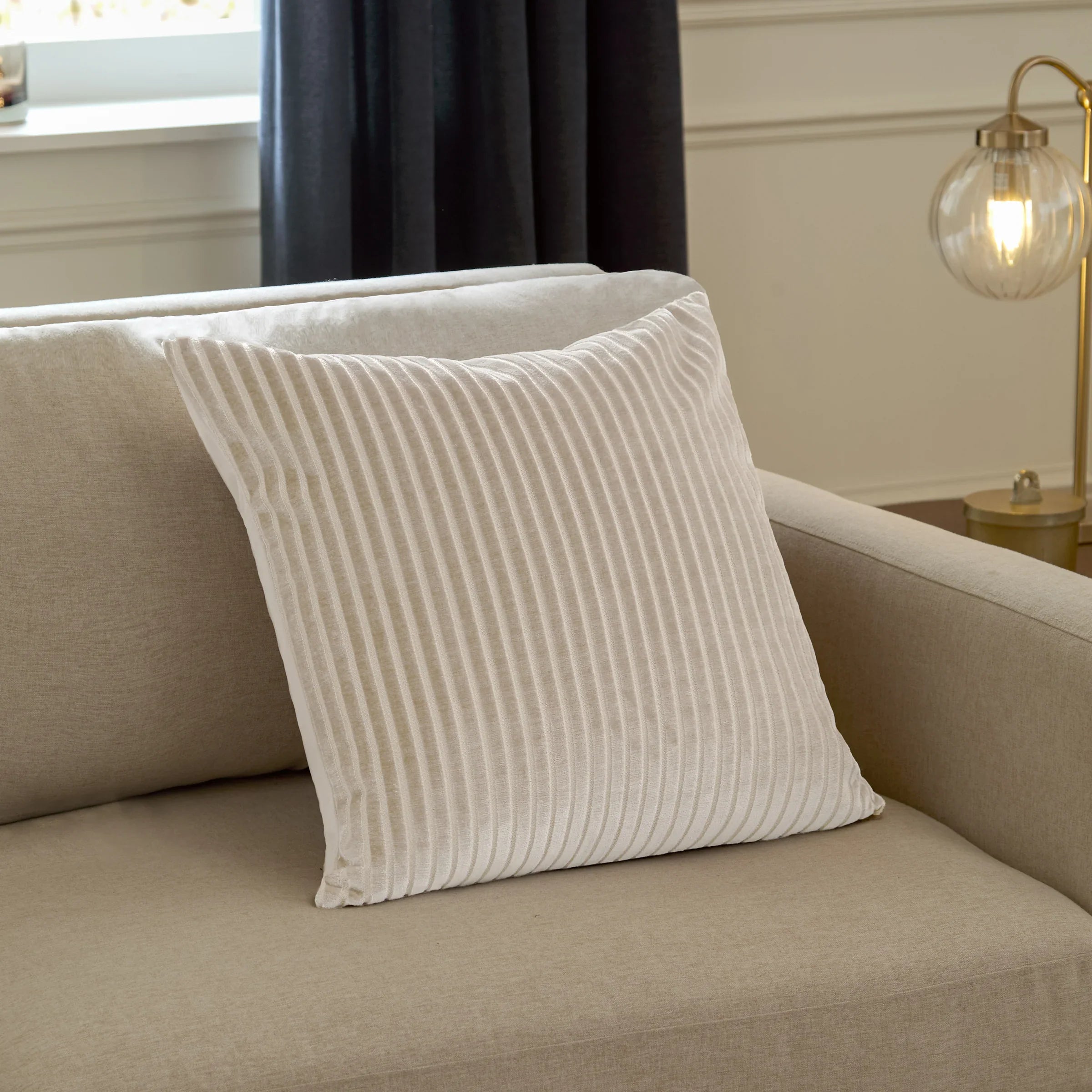 Paoletti (Riva Home) Cushions Oyster SAVOY STRIPE VELVET CUSHION by Paoletti