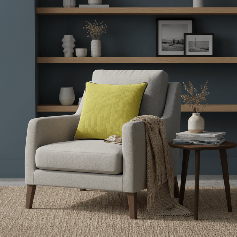 PUTNEY JACQUARD CUSHION – Citrine/Navy by Paoletti