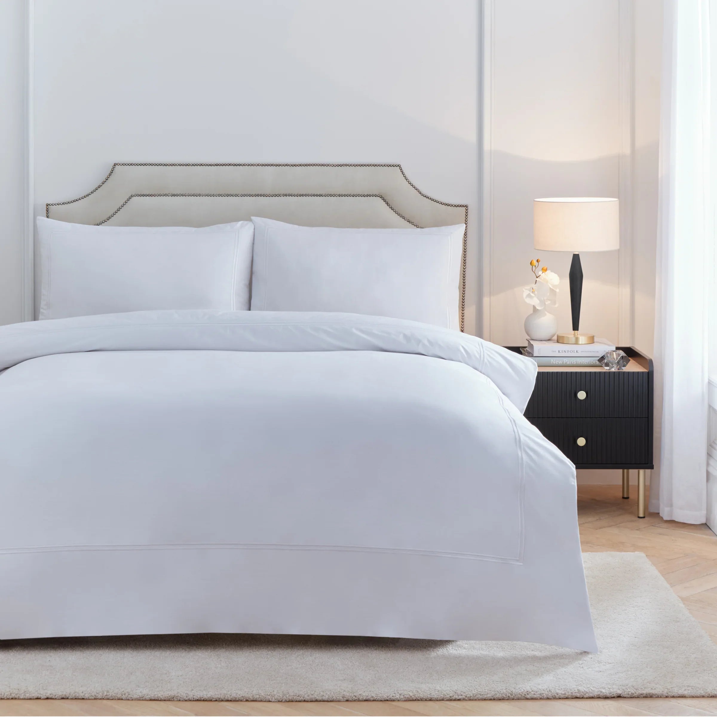 Paoletti (Riva Home) Duvet Cover set Double / White ELARA EMBROIDERED 100% COTTON DUVET COVER SET by Paoletti