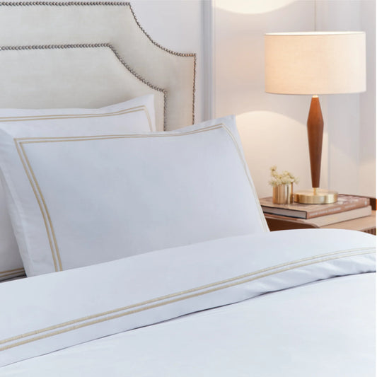 Paoletti (Riva Home) Duvet Cover set ELARA EMBROIDERED 100% COTTON DUVET COVER SET by Paoletti