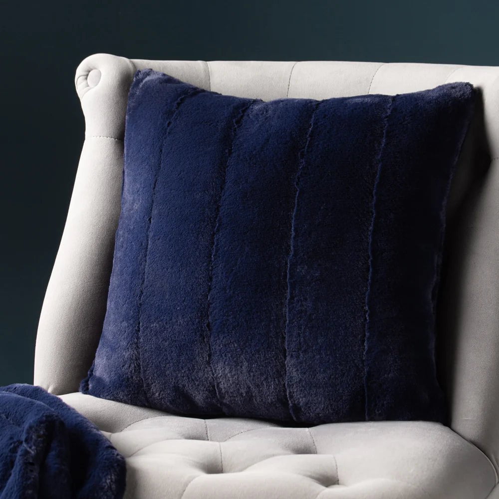 Paoletti (Riva Home) Throw Navy Paoletti Empress Faux Fur Cushion