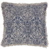 Paoletti Seventy Three (Riva Home) Cushions Paoletti - Seventy Three Durelle Damask Fringed Feather Filled Cushion Delph Blue