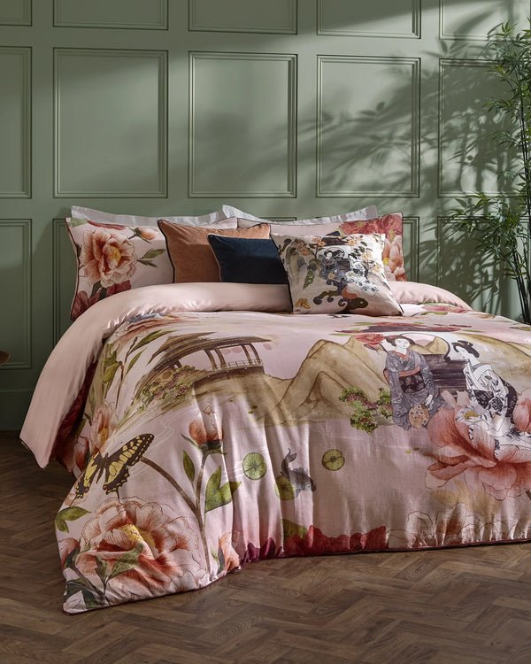 GEISHA 100% COTTON DUVET COVER SET |BLUSH| by Paoletti