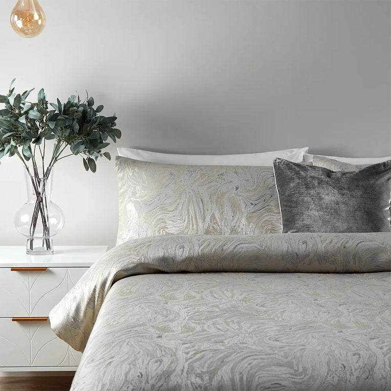 MARBLE JACQUARD DUVET COVER SET – OYSTER by Paoletti