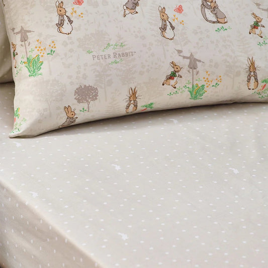 Peter Rabbit™ Interior Design Range Classic Peter Rabbit™ 100% Cotton Fitted Bed Sheet Natural by Peter Rabbit™