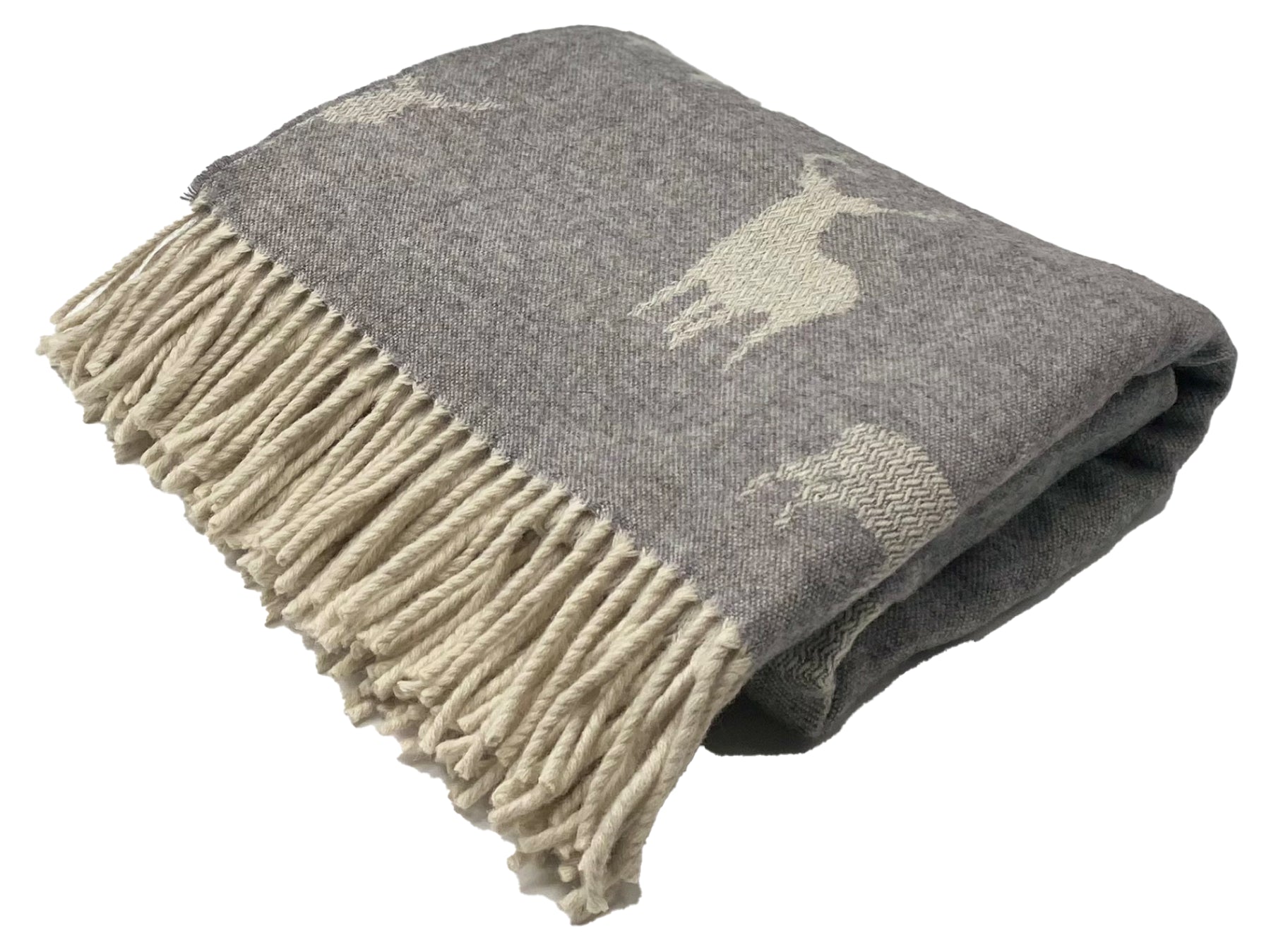 Remony Lambswool Throw Grey Stag Nature Marino Lambswool Throws 140x180cm